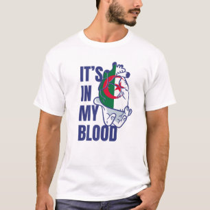 T-shirt Algérienne Coeur Sang Veines Drapeau Mains Algérie