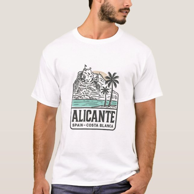 T-shirt Alicante Sketch Santa Bárbara Castle Costa Blanca  (Devant)