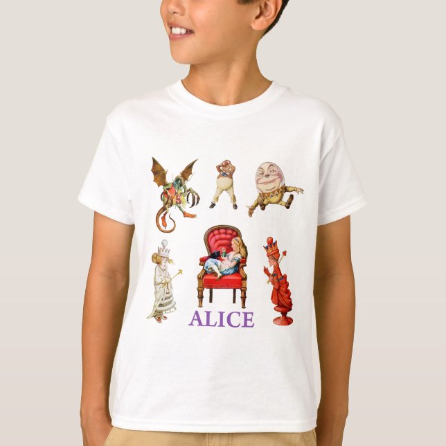 T-shirt Alice à travers le miroir et les amis. (Devant)