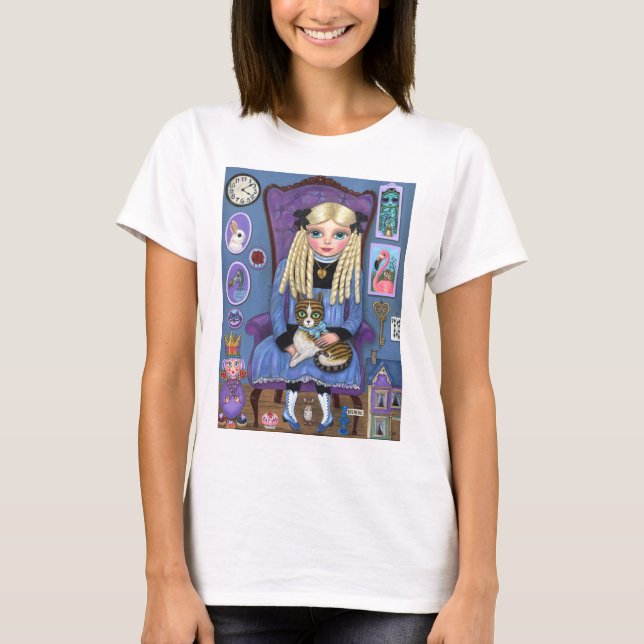 T-shirt Alice à Wonderland & Dinah Cat Cute Fairy Tale (Devant)