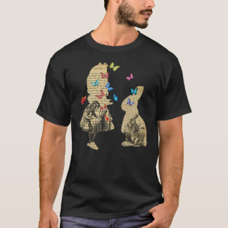 T-shirt Alice &Amp ; Le Lapin - Livre Vintage Wonderland