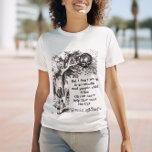 T-shirt Alice au pays des merveilles; Cheshire Chat avec A<br><div class="desc">Illustration vintage contes de fées et comptine rime l'image d'Alice avec le Cheshire Cat de John Tenniel dans Alice's Adventures in Wonderland de Lewis Carroll,  1865,  un dialogue écrit inclus. "Nous sommes tous fous ici" :)</div>