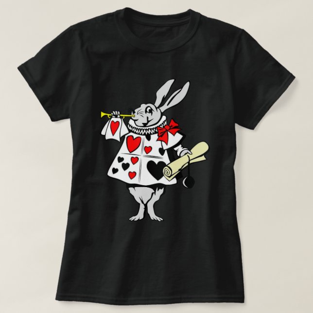 T-shirt Alice au pays des merveilles Lapin jouant de la mu (Design devant)