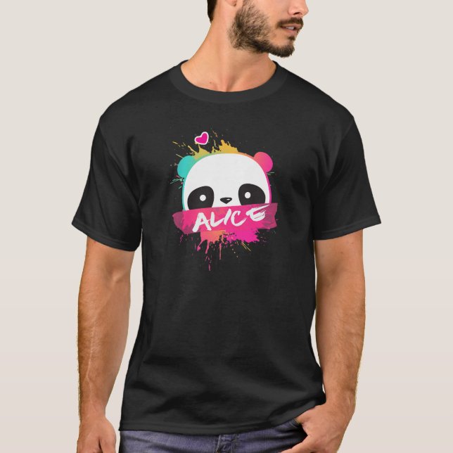 T-shirt ALICE - Beau Nom De Fille Avec Panda Adorable (Devant)