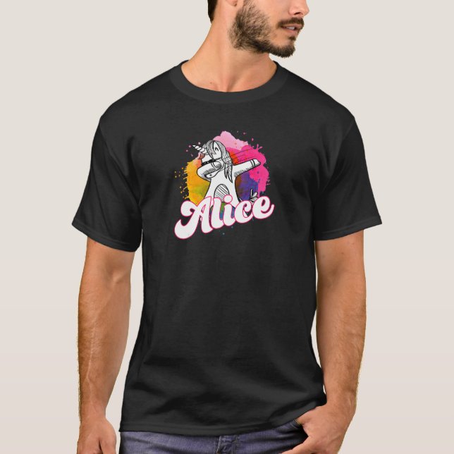 T-shirt Alice Belle Fille Nom Avec Cool Dabbing Unico (Devant)