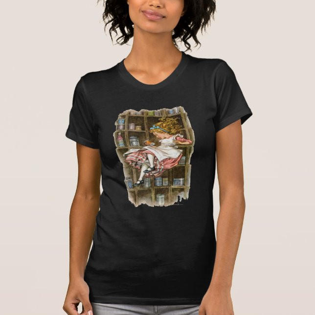 T-shirt Alice flotte dans le trou du lapin (Devant)