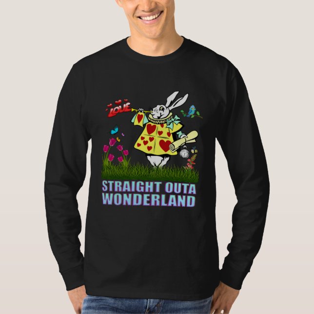 T-shirt Alice in Wonderland Men Women s Kids White Rabbit (Devant)