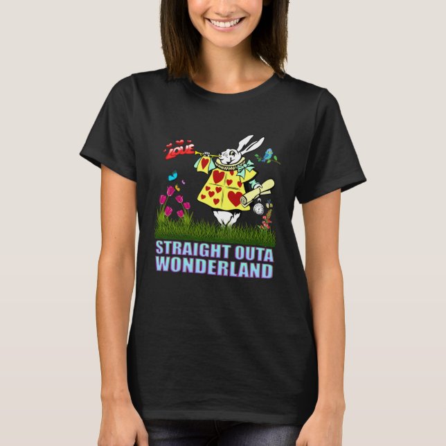 T-shirt Alice in Wonderland Men Women s Kids White Rabbit (Devant)