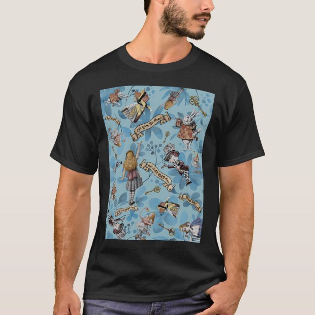 T-shirt Alice In Wonderland Watercolor Flowers Collage (Devant)