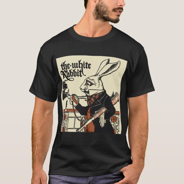 T-shirt Alice Lapin Blanc Classique Wonderland  (Devant)