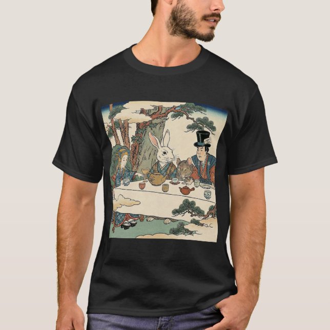 T-shirt Alice Lost in Japan | Ukiyo-e Mad Tea Party (Devant)