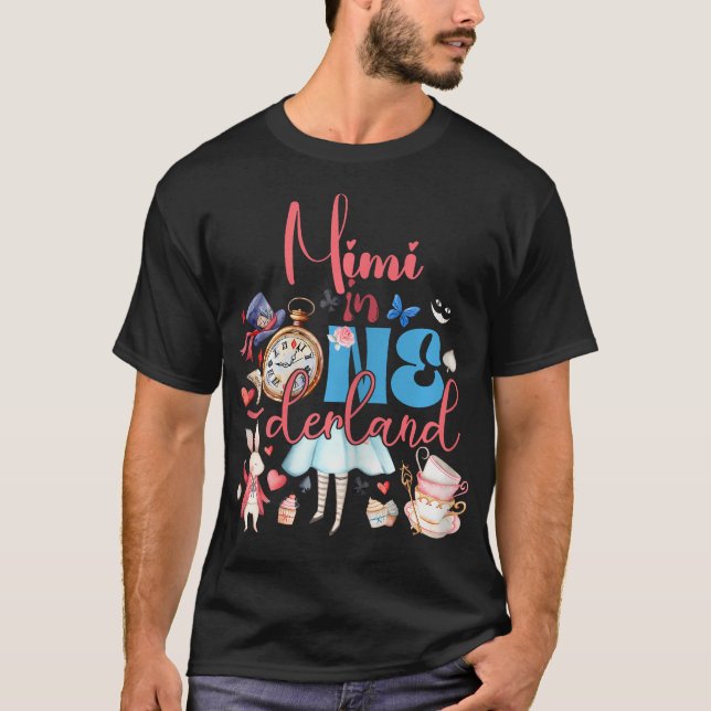 T-shirt Alice Mimi Dans L'Onederland Famille Anniversaire (Devant)