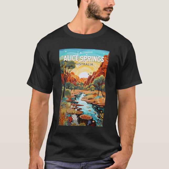 T-shirt Alice Springs Australie Travel Art Vintage (Devant)