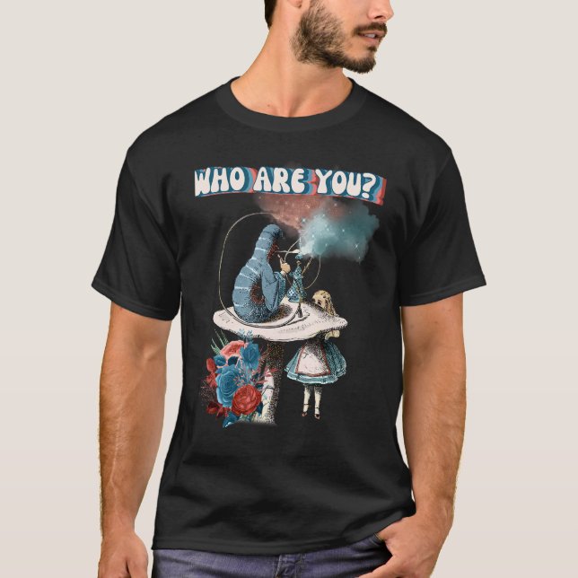 T-shirt Alice Wonderland Caterpillar Fumer Hookah Pipe (Devant)