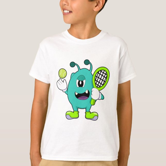 T-shirt Alien à Tennis avec raquette de tennis (Devant)