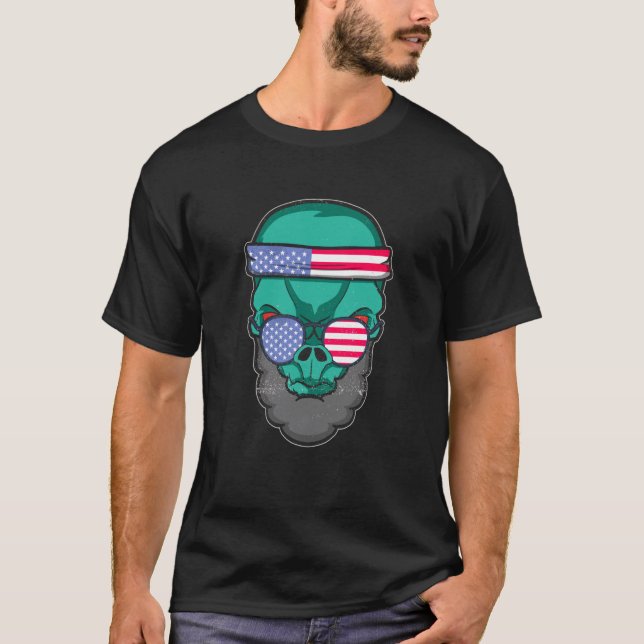 T-shirt Alien Abraham Lincoln  USA Patriotic 4th of July (Devant)