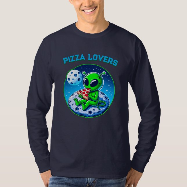 T-shirt Alien amoureux de la pizza sur la Lune | Cosmic am (Devant)