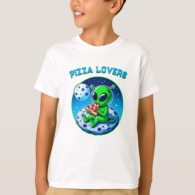 T-shirt Alien amoureux de la pizza sur la Lune | Cosmic am (Devant)