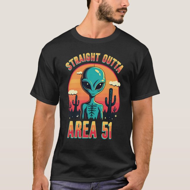 T-shirt Alien amusant "Straight Outta Area 51" (Devant)