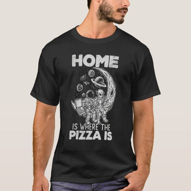 T-shirt Alien Astronaut Eating Pizza In The Cosmos   Pizza (Devant)