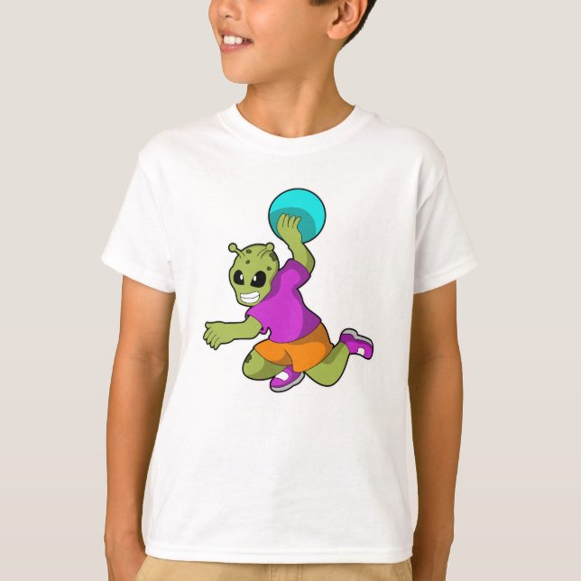 T-shirt Alien au Handball player avec Handball (Devant)