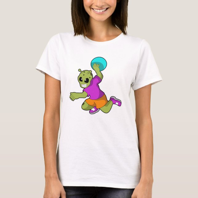 T-shirt Alien au Handball player avec Handball (Devant)