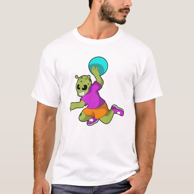 T-shirt Alien au Handball player avec Handball (Devant)