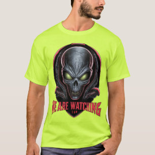 T-shirt Alien aux yeux verts brillants Nous regardons
