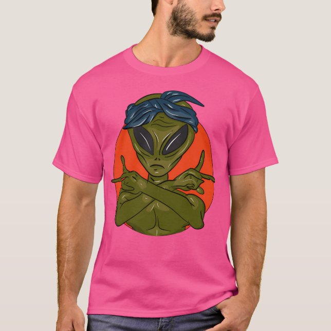 T-shirt Alien Avec Foulard Sur Arrière - plan Orange (Devant)