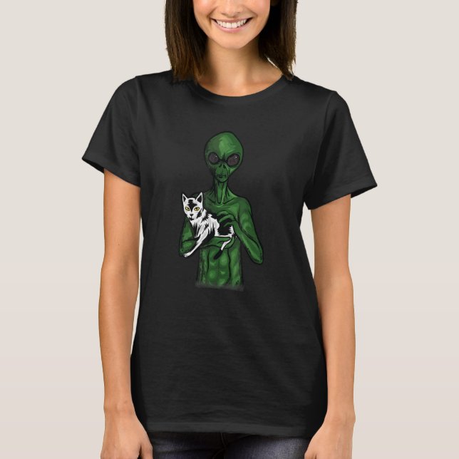 T-shirt Alien avec un design de chat Espace Chat (Devant)