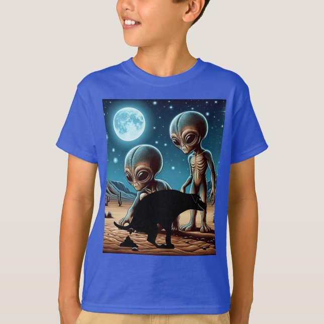 T-shirt Alien Aventure Pooping Chien (Devant)
