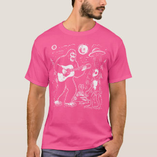 T-shirt Alien Bigfoot Guitare Ufo Sasquatch Rock Hommes ga