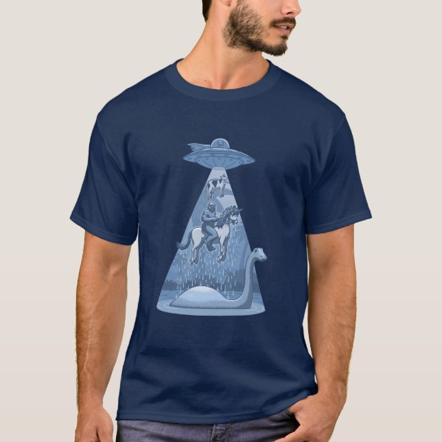 T-shirt Alien, Bigfoot, Unicorne, Nessie (Devant)