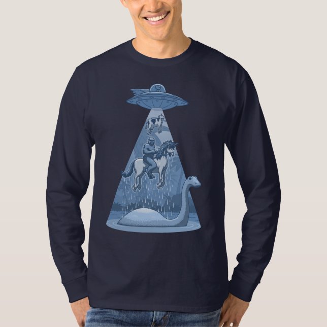 T-shirt Alien, Bigfoot, Unicorne, Nessie (Devant)