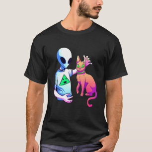 T-shirt Alien caressant un chat Alien Ufo Chat Enfants Ho