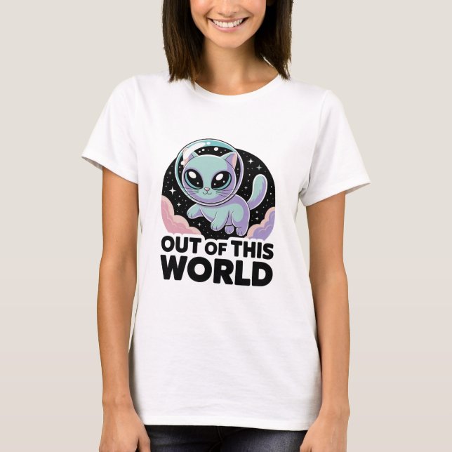 T-shirt “Alien Cat Invasion – Quirky Cosmic Kitty for Cat  (Devant)