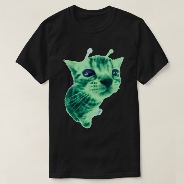 T-shirt Alien Cat Meme Funny Silly Space Kitty Shirt (Design devant)