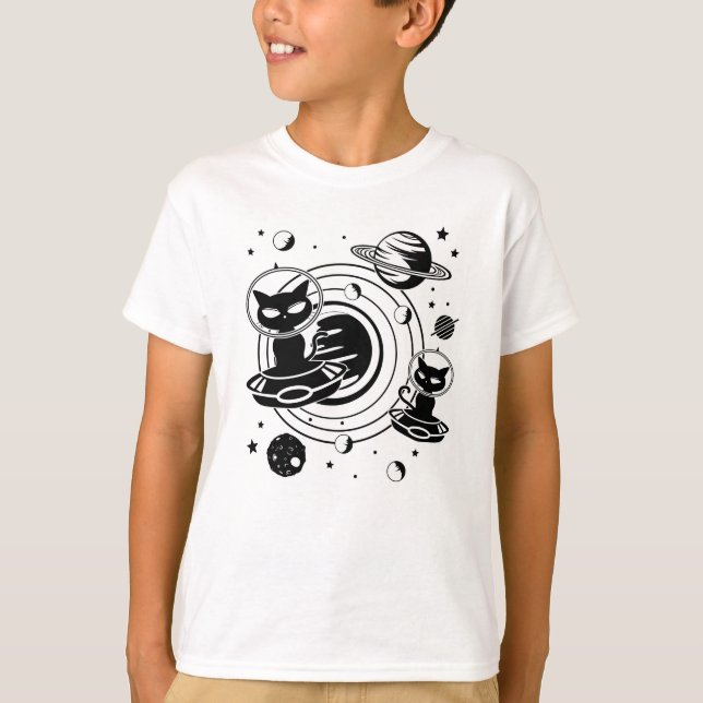 T-shirt Alien Chat Chats Ufo Space Kitten Animaux Idée cad (Devant)