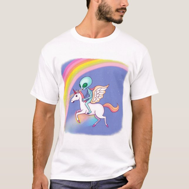 T-shirt Alien chevauchant un Pégase (Devant)