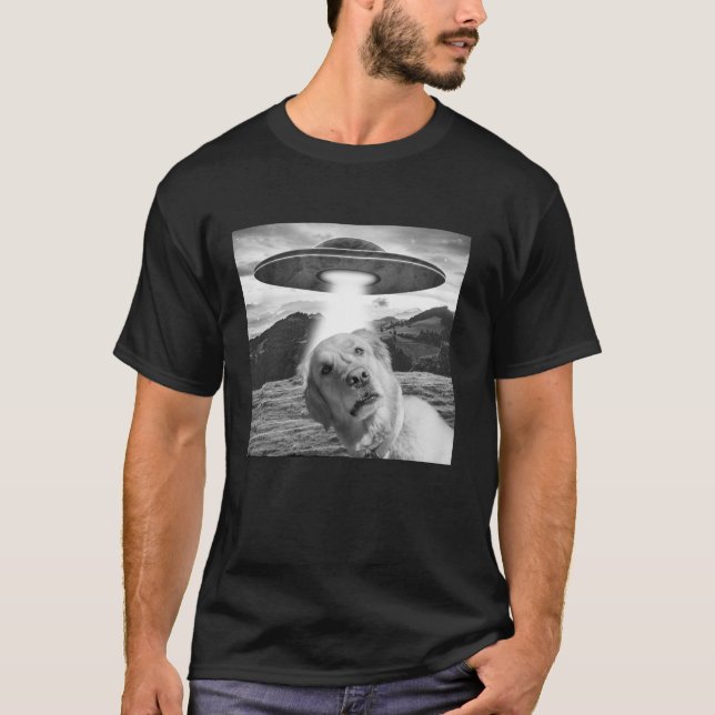 T-shirt Alien Chien OVNI Selfie Chien Avec OVNI Labrador C (Devant)