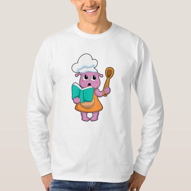 T-shirt Alien comme cuisinier avec Cookbook (Devant)