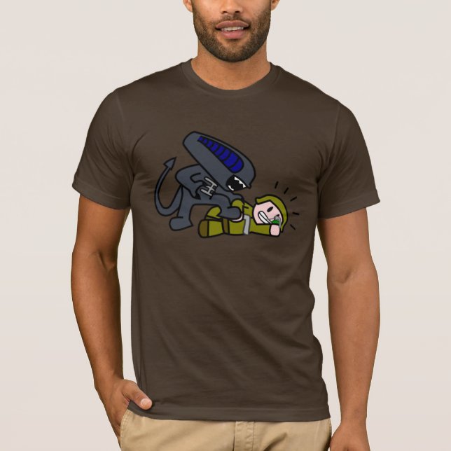 T-shirt Alien contre le soldat (Devant)