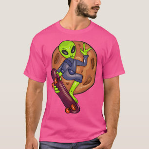 T-shirt Alien cool Avec Skateboard