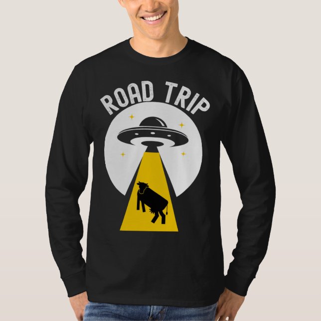 T-shirt Alien cow abduction UFO spaceship Road trip (Devant)
