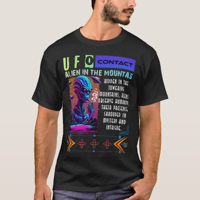 T-shirt Alien Dans Les Montagnes (Devant)