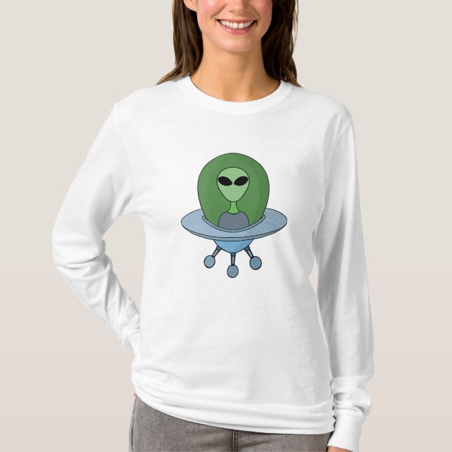 T-shirt Alien dans son petit vaisseau spatial (Devant)