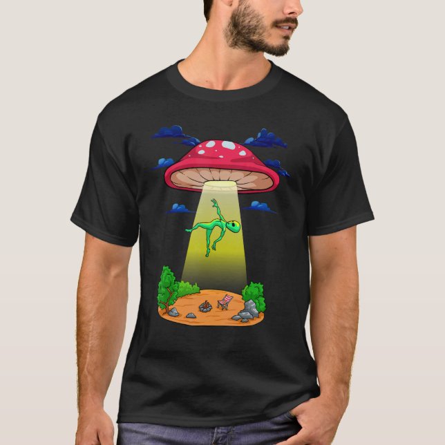 T-shirt Alien de champignon enlèvement espace psychédéliqu (Devant)
