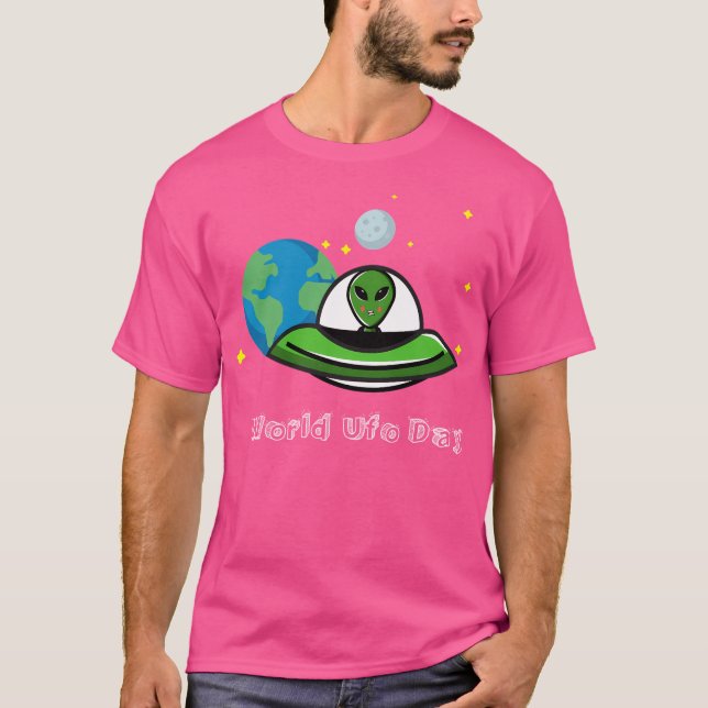 T-shirt Alien de la Journée Mondiale de l'Ufo Visite Earth (Devant)
