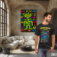 Alien de néon bleu - Funky One-Eyed Pop Art Charac