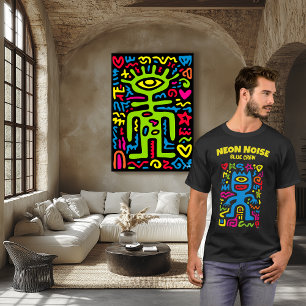 T-shirt Alien de néon bleu - Funky One-Eyed Pop Art Charac